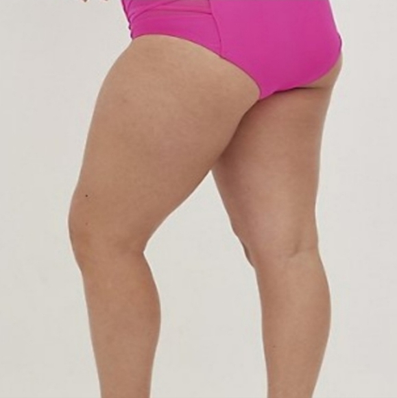 TORRID Multi Watercolor Floral Swim Top + High Waist Pink Lattice Swim B… - Picture 7 of 11